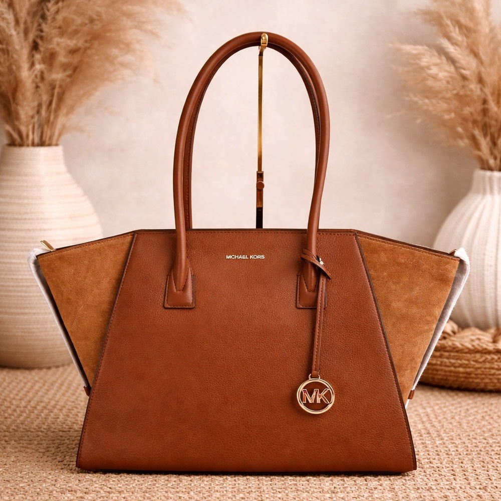 Michael Kors Avril Extra Large Tote Shoulder Leather & Suede Tote Bag